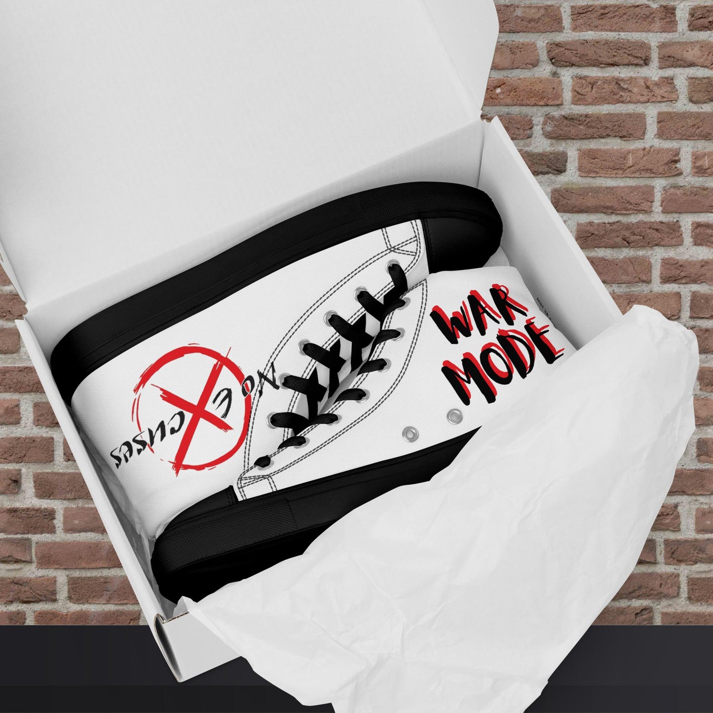 No Excuses - War Mode Men’s high top canvas shoes